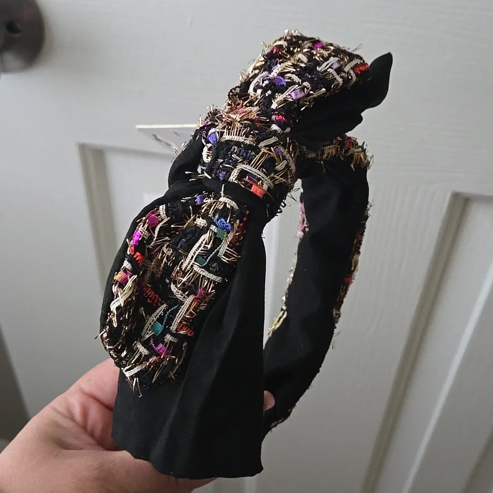 NWT Black Tweet W/ Bow Headband - Picture 4 of 4
